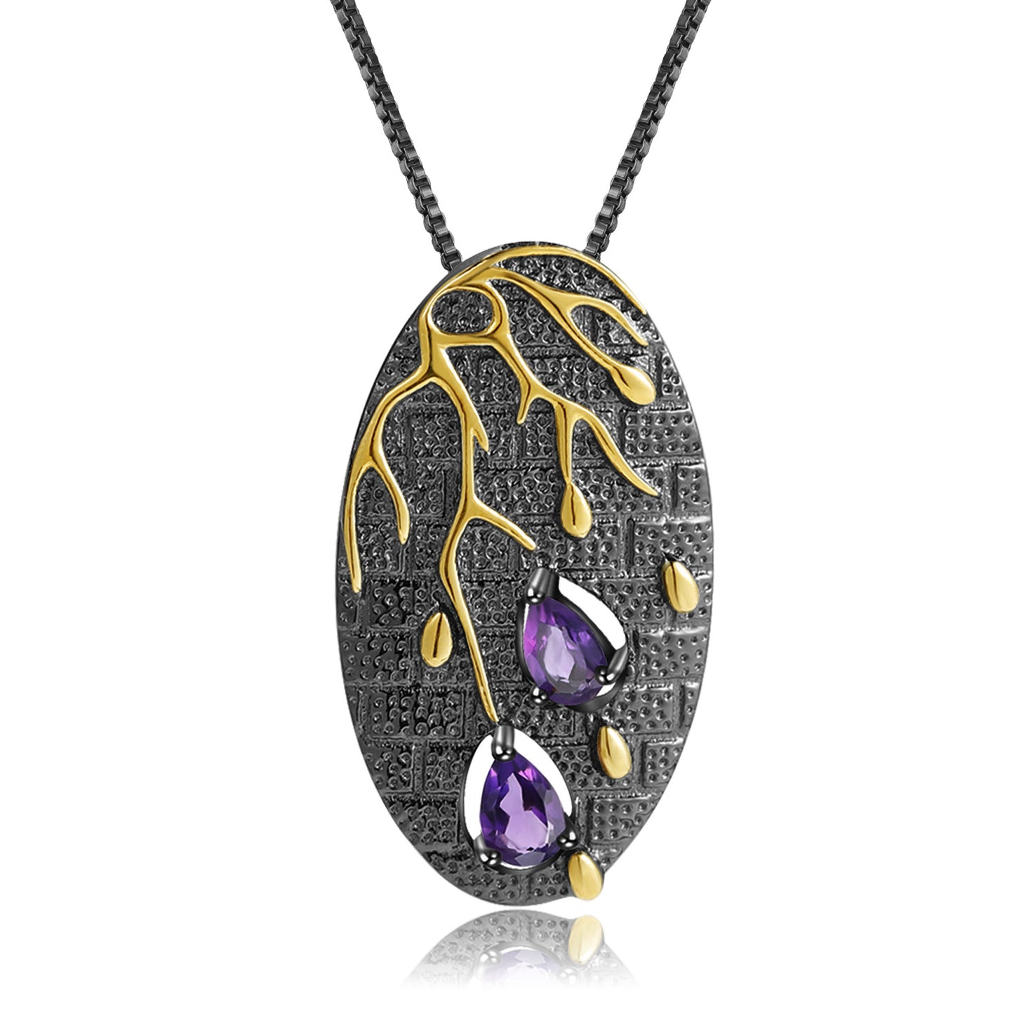 Colorful Designer Pendant with Advanced Georgia Style s925Sterling Silver Natural Amethyst Necklace Pendant