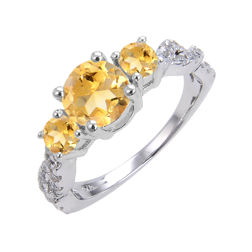 Natural crystal ring s925Sterling Silver Sapphire Ring Colorful Gemstone Ring