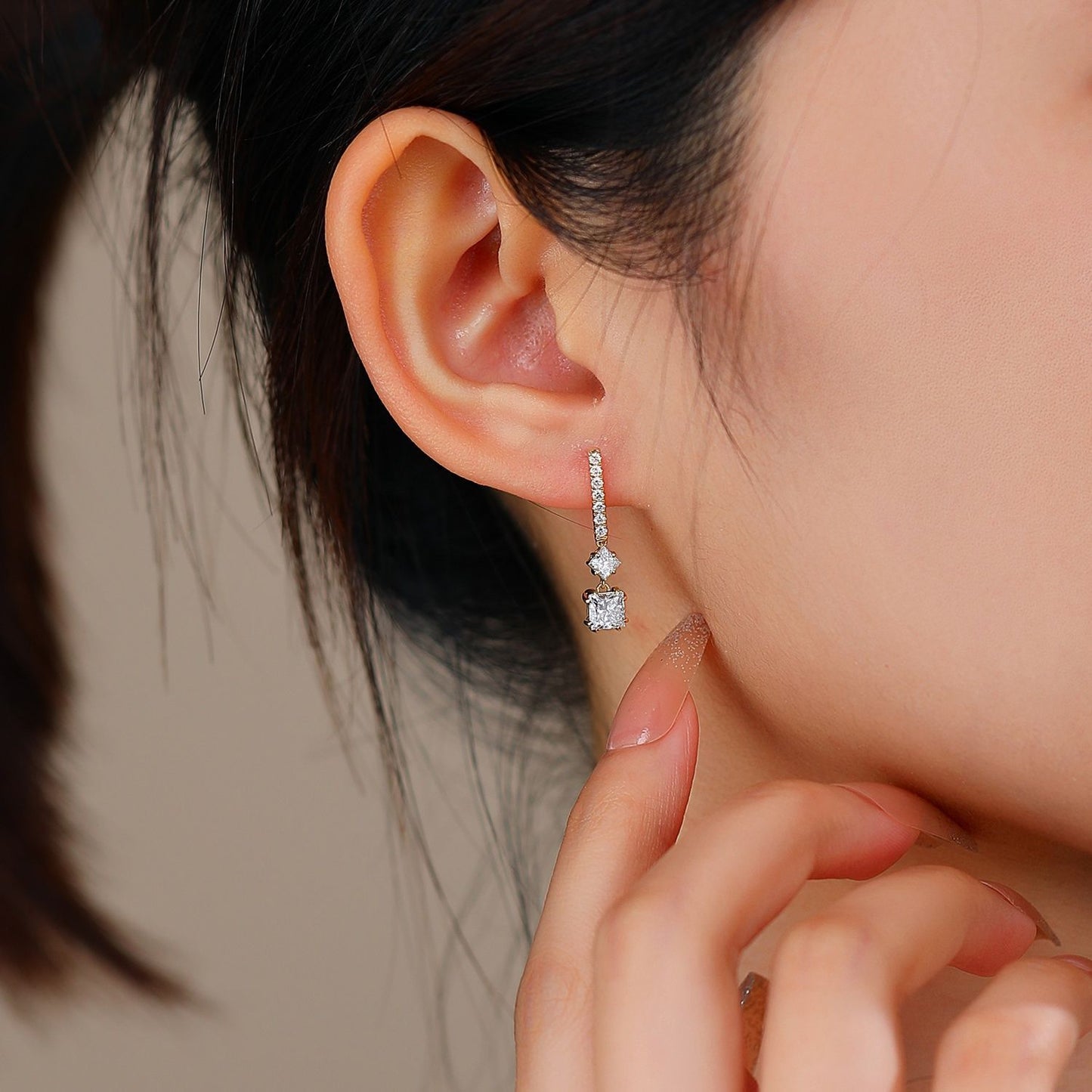 Unique Design Irregular Cultivated Diamond Stud Earrings14k Gold Inlaid Real Diamond Radiant Earrings for Women k Gold earrings