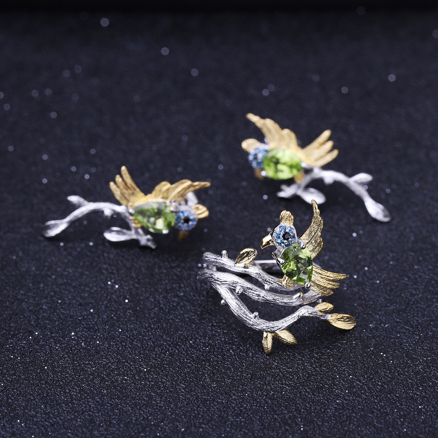 Italian Craft Earrings Natural Style Magpie s925Silver Natural London Blue Topaz Earrings Russia
