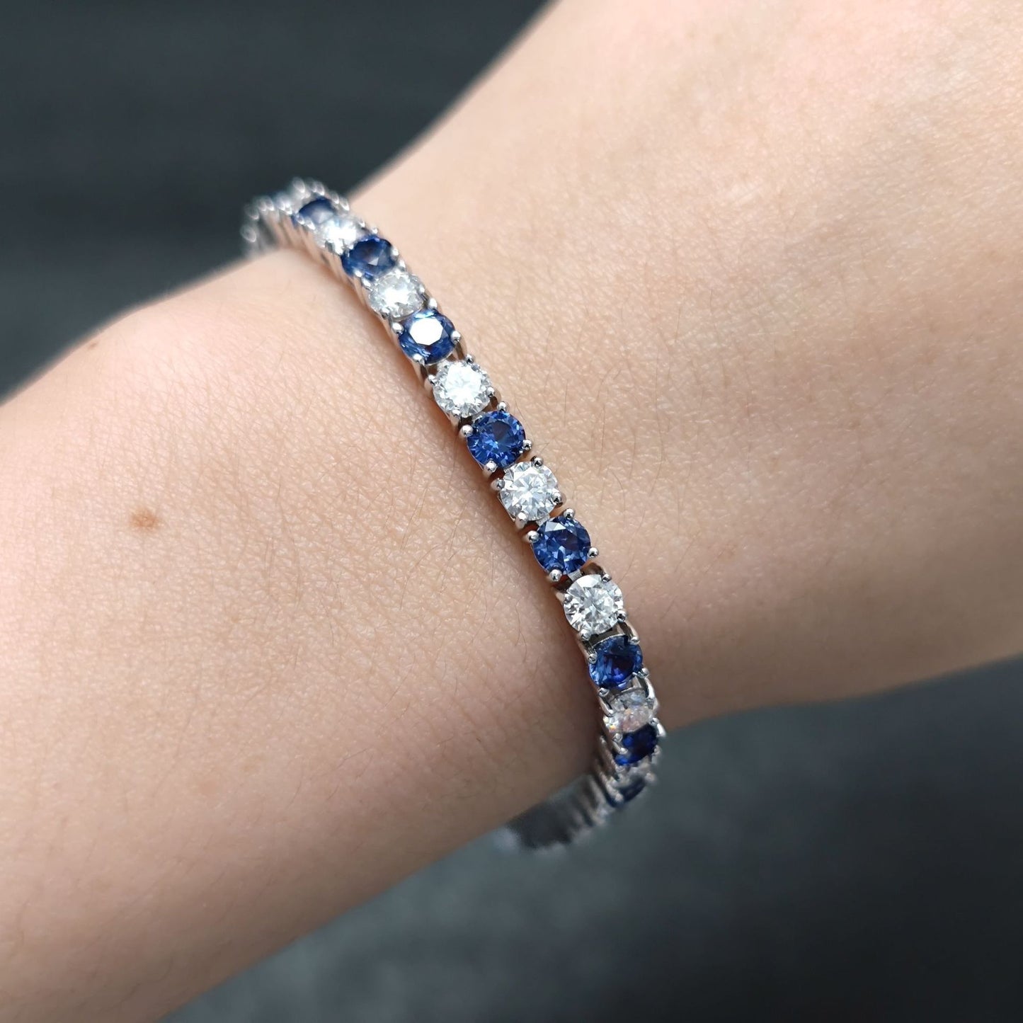 Fashion High-end Jewelry Bracelet3/4/5mm Tennis Chain s925Sterling Silver Inlaid Cultivated Sapphire Moissanite Bracelet