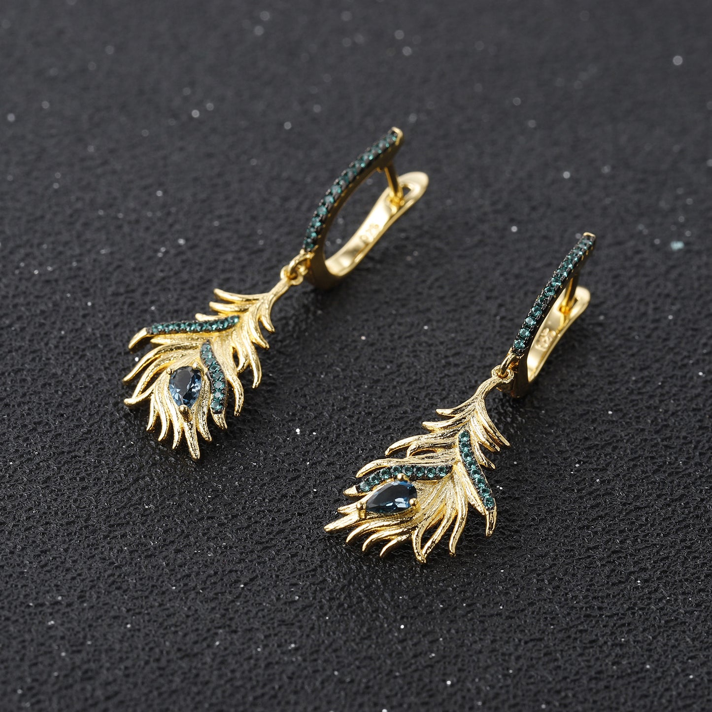 Designer High-End Gemstone Earrings Phoenix Feather Design s925Silver Natural Topaz Earrings Drop Earrings