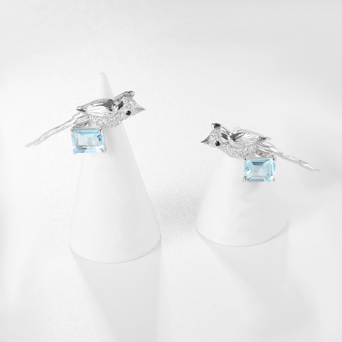 Designer High-End French Romantic Earrings Bird Design s925Silver Natural Amethyst Stud Earrings