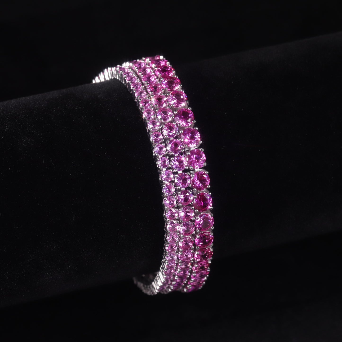 Rainbow Color Mixed Gemstone Bracelet3/4/5mm Tennis Chain s925Sterling Silver Cultivated Ruby Bracelet