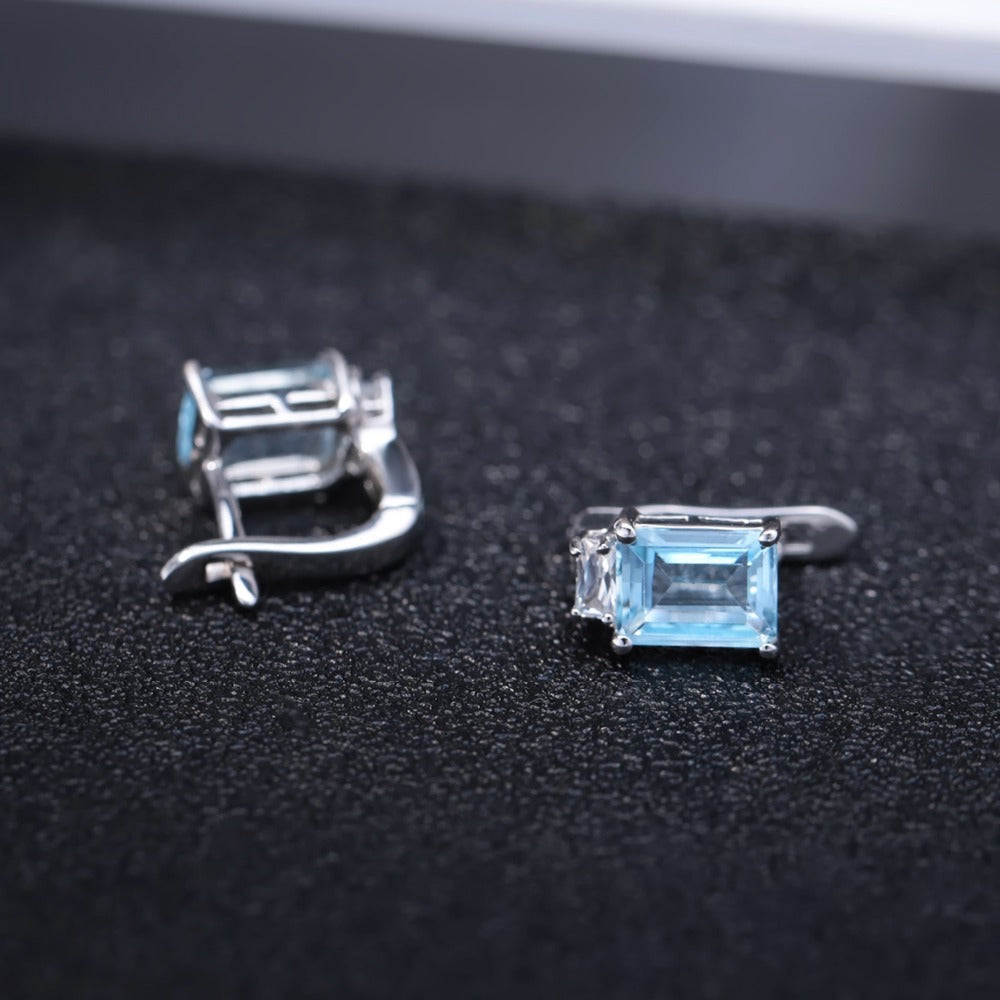 Affordable Luxury Fashion Simple and Natural Topaz Stud Earrings Temperament s925Silver Inlaid Natural Gemstone Earrings Earrings
