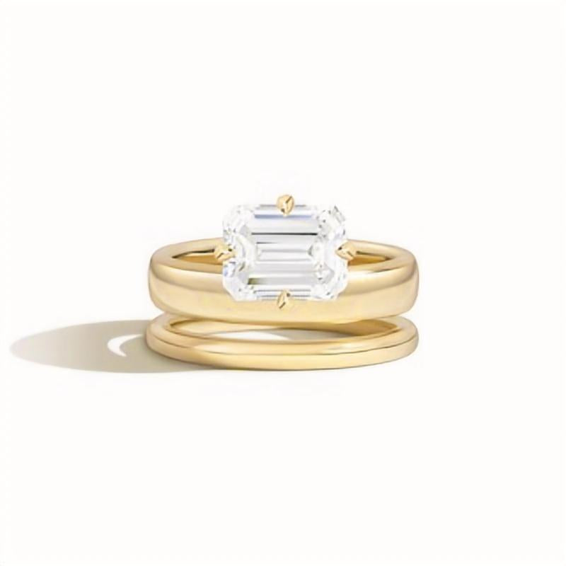 All-Matching ins Wind2Carat s925Sterling Silver Moissanite Stackable Ring Set Plated18k Gold Rings for Men and Women