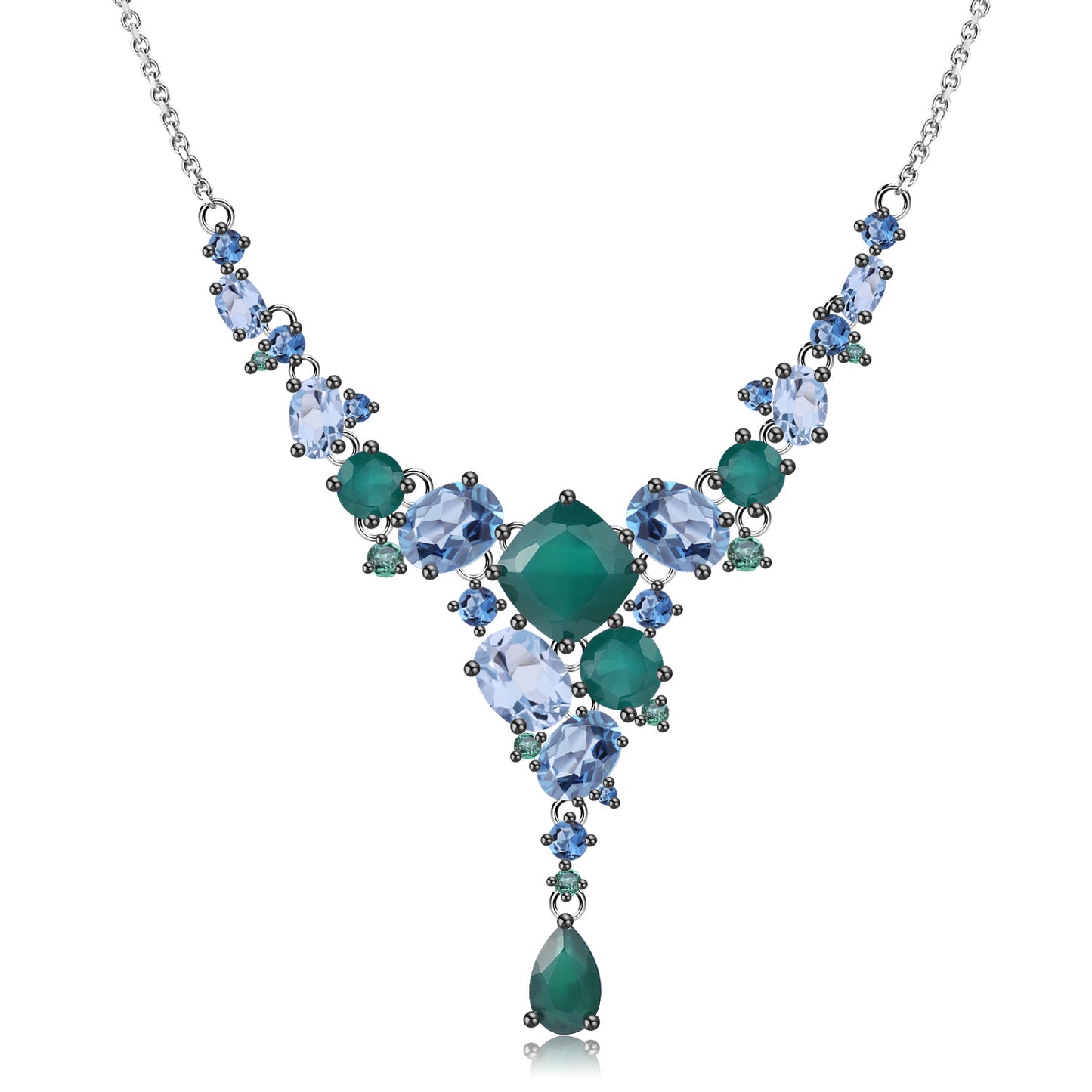 Designer Banquet Luxury Gemstone Necklace Unique Jewelry s925Sterling Silver Natural Gemstone Necklace Pendant