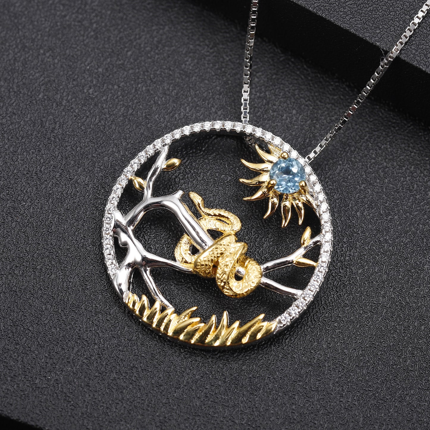 Designer Chinese Style Element Pendant Zodiac Series Snake 925Silver Natural Gemstone Necklace Pendant