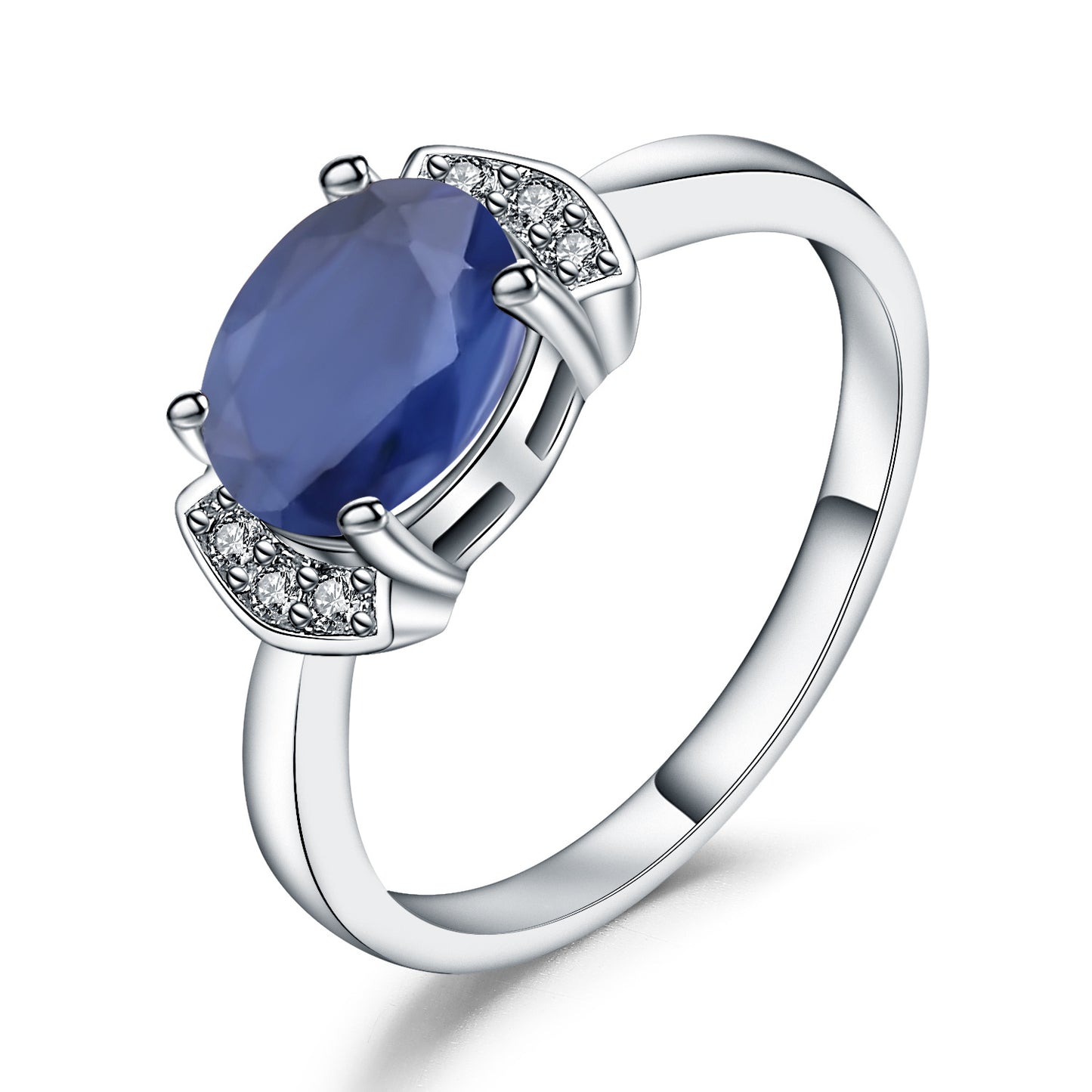 Fashionable Light Luxury Sapphire Ring for Men and Women In Stock Direct Supply Elegant Personality s925Sterling Silver Inlaid Gemstone Ring