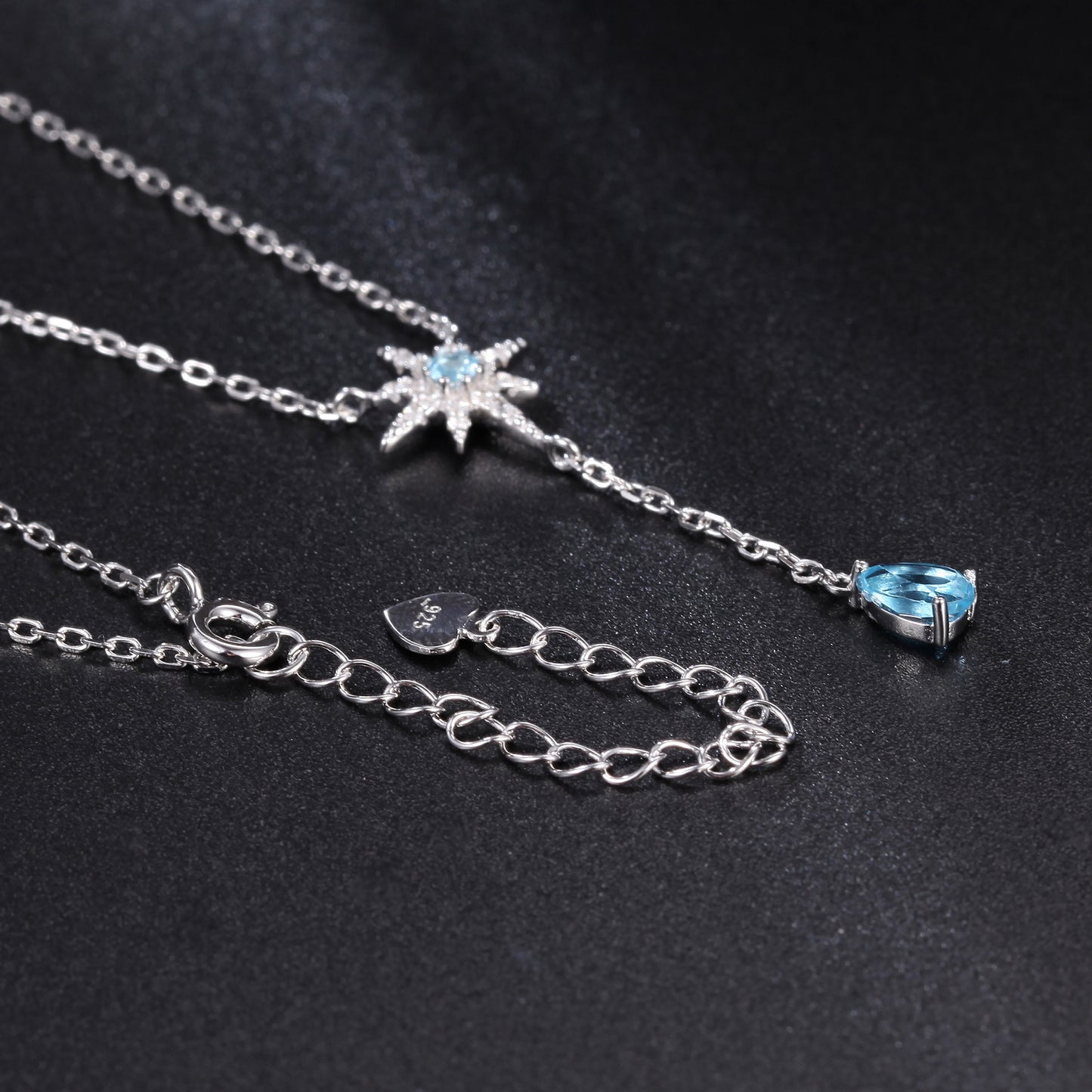 New Creative Design Light Luxury Topaz Necklace French Romance925Silver Inlaid Natural Gemstone Necklace Pendant