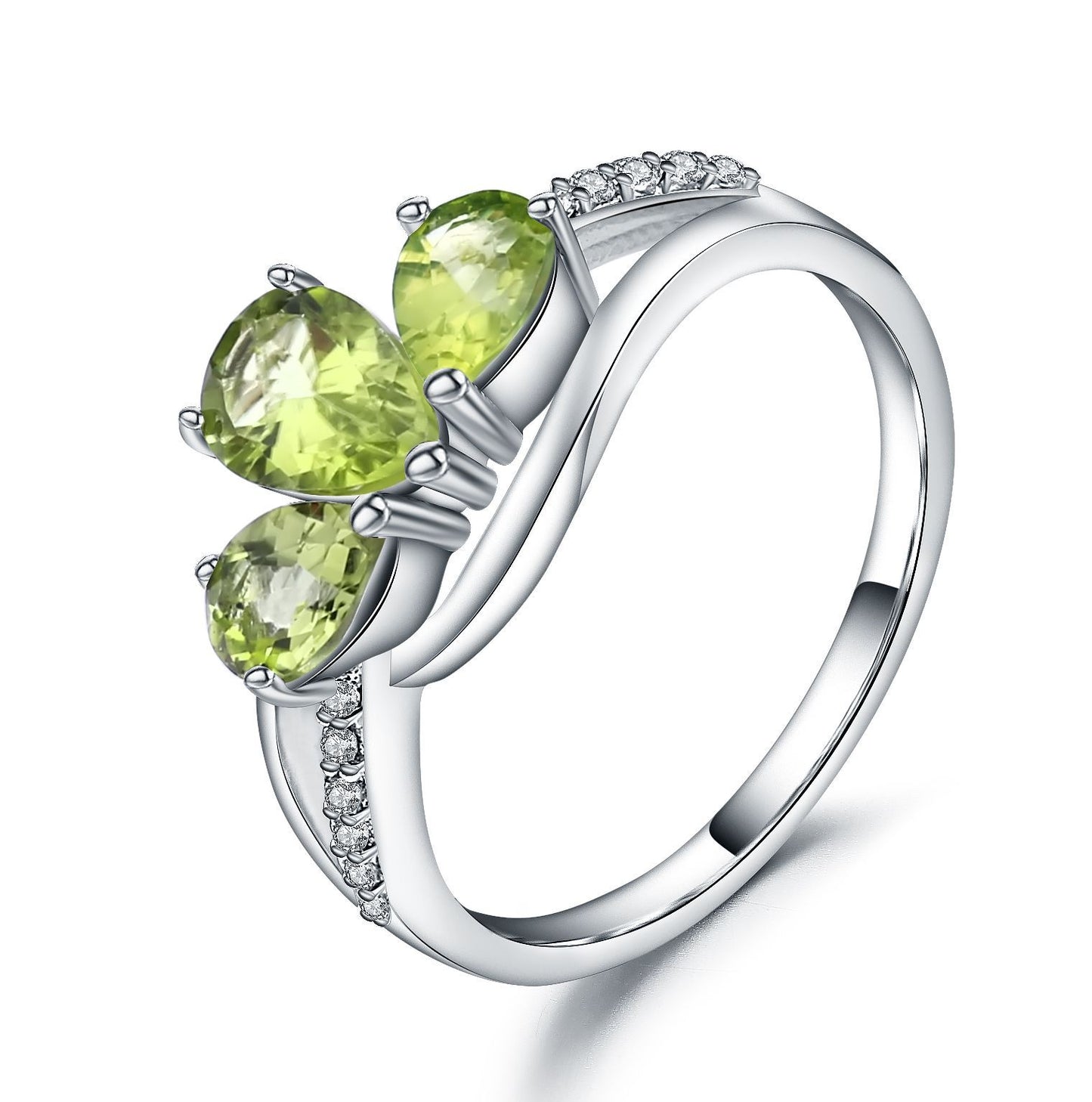 In Stock Direct Supply Natural Peridot Ring Fashion Personality s925Silver Inlaid Natural Gemstone Ring