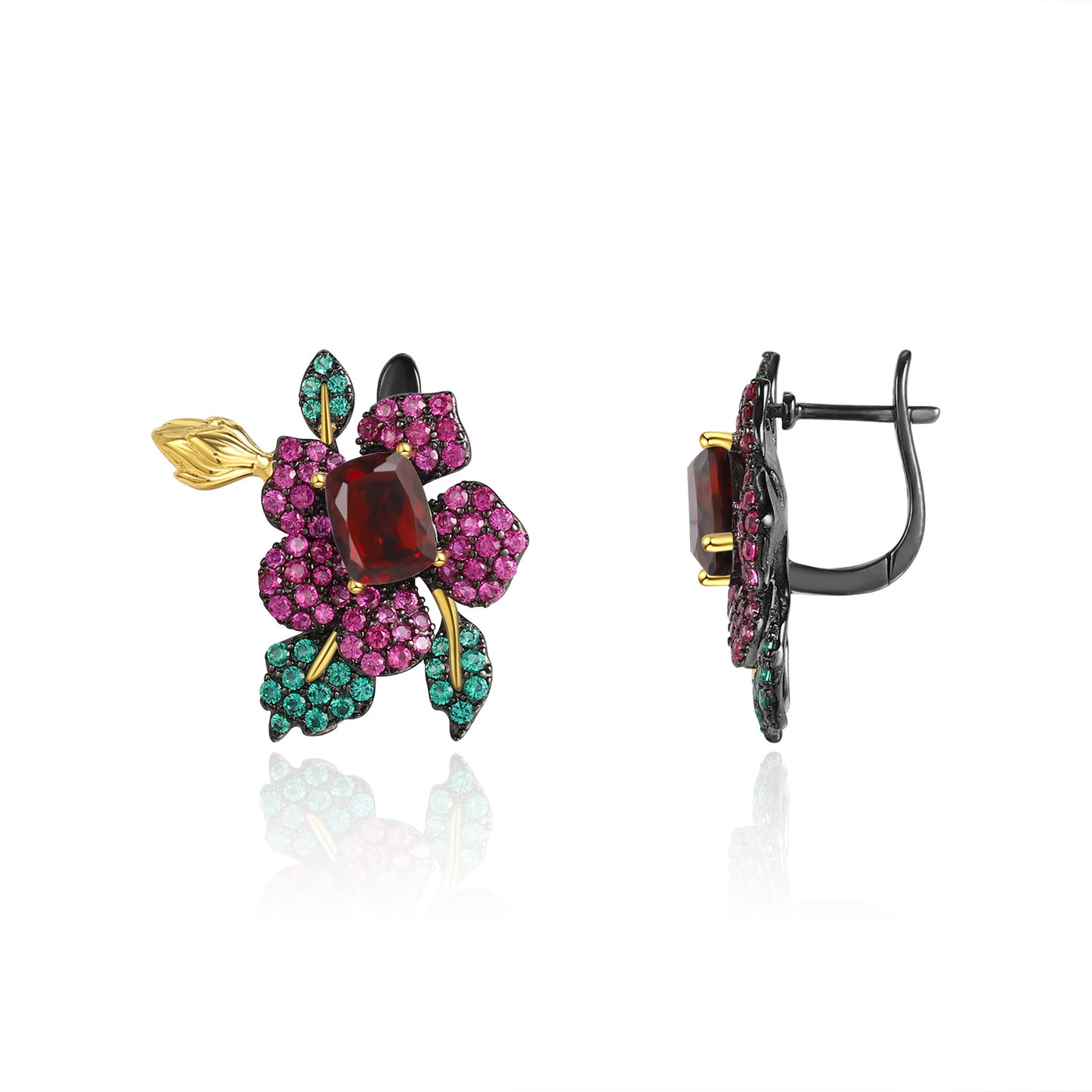 Designer Gemstone Earrings Natural Style Floral High-End Design s925Silver Natural Yellow Crystal Earrings