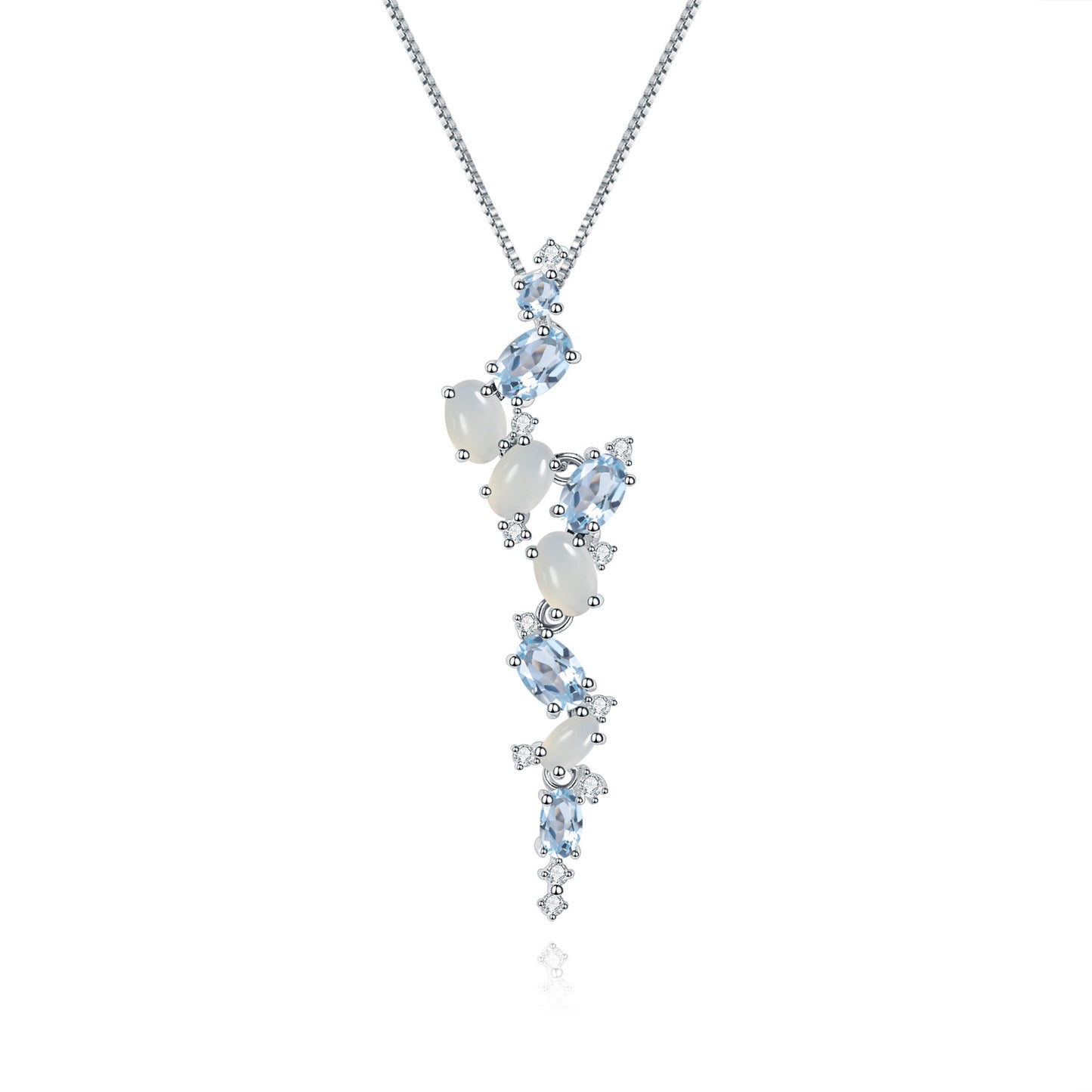 Designer High-End Long Gemstone Pendant Necklace French Romance s925Silver Natural Amethyst Necklace Pendant