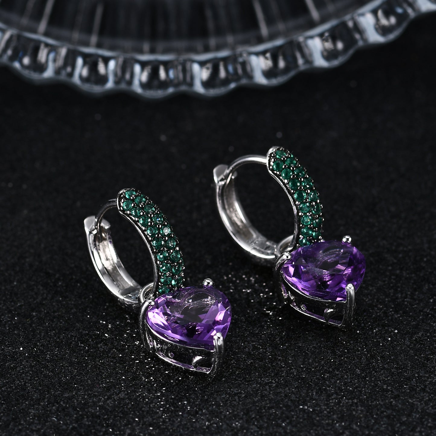 Heart-shaped Gemstone Set Natural Pink Crystal s925Sterling Silver Ring Earrings Heart Topaz Jewelry Set