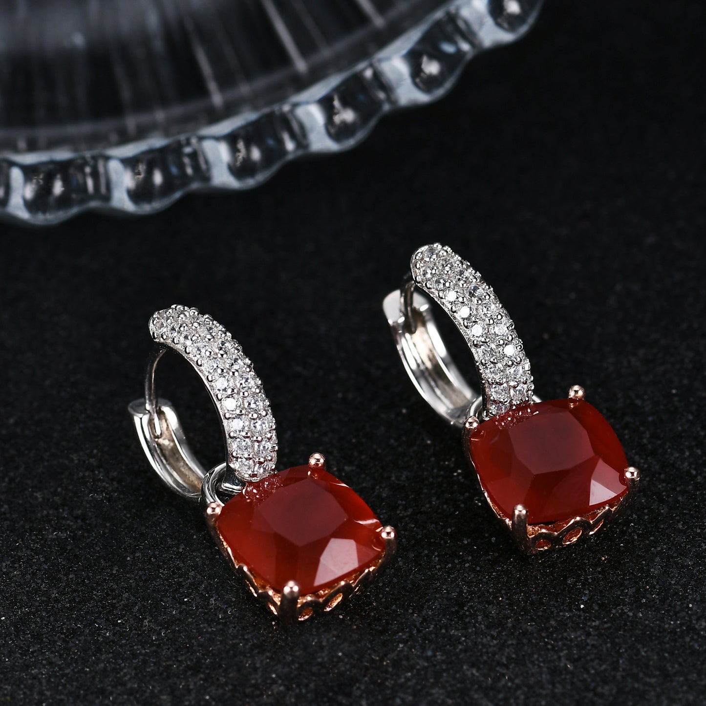 New Luxury Style Fashion Design Natural Citrine Earrings s925Silver Inlaid Colorful Gemstone Stud Earrings