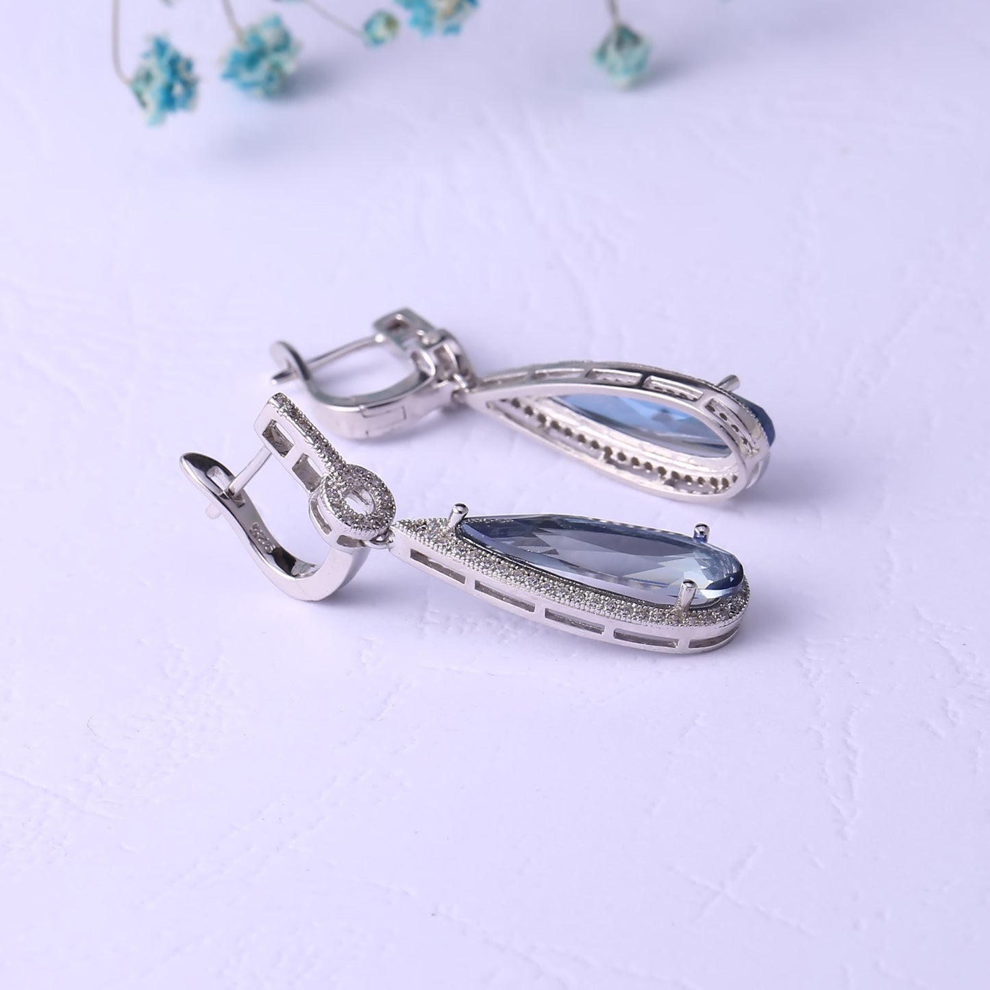 High-end Design Colorful Gemstone Earrings Luxurious Fashion s925Silver Inlaid Coated Crystal Earrings Drop Earrings
