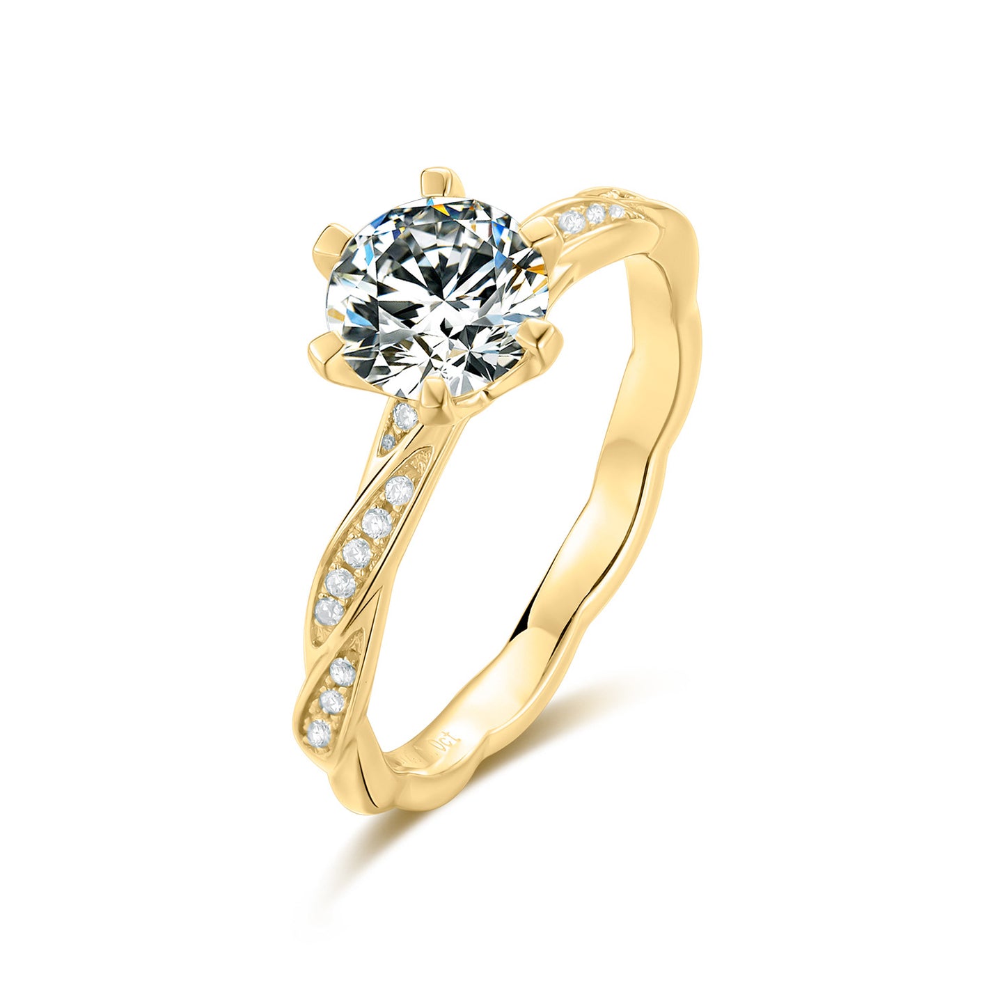 1Carat Moissanite Ring Korean Style ins Smooth Body9/10/14/18k White Gold Rose Gold Yellow Gold Ring