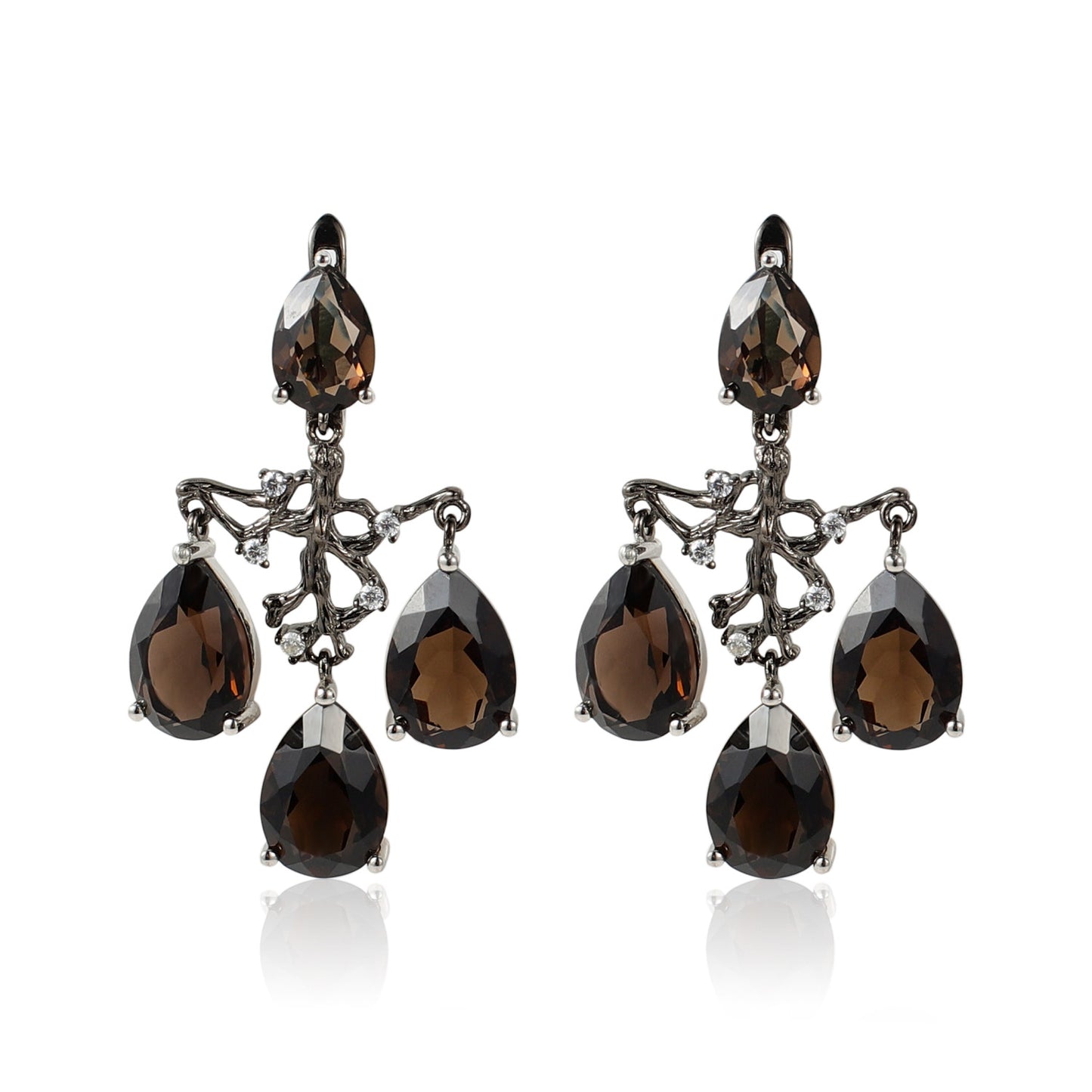 Natural Agate Tea Crystal Earrings S925Sterling Silver Earrings New High-end Luxurious Gemstone Ear Jewelry Wholesale