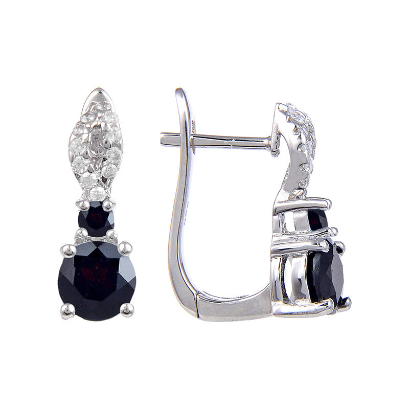 Factory Direct Supply Natural Stone Earrings Drop Earrings Vintage Inlaid Gemstone s925Silver Topaz Stone Earrings Studs