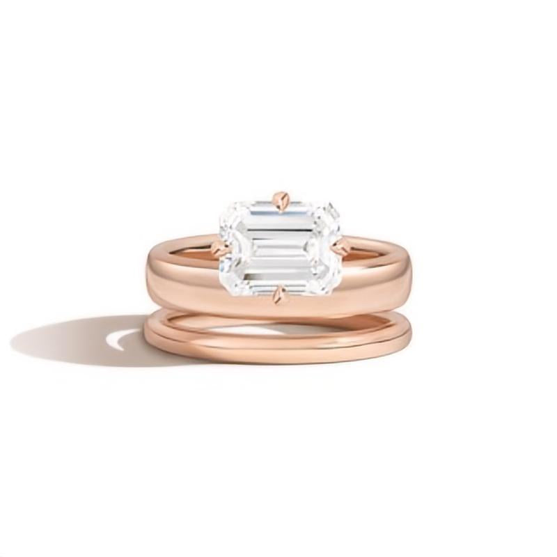 Super shiny plating18k Simple Irregular Shape Gold Ring2Carat s925Sterling Silver Moissanite Ring Set of Two