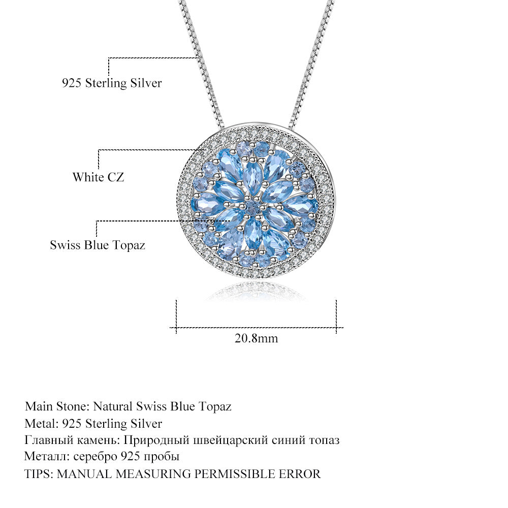 Personalized Design round Cake Necklace Luxury Natural Colored Gems Mopping Pad Garnet Diopside s925Sterling Silver Pendant
