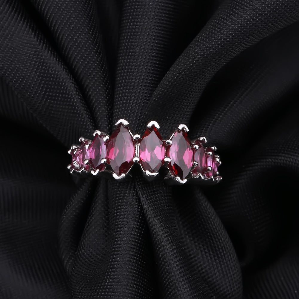 Luxurious Natural Rose Pomegranate Ring for Women Sophisticated Matching s925Silver Inlaid Gemstone Natural Color Gemstone Ring