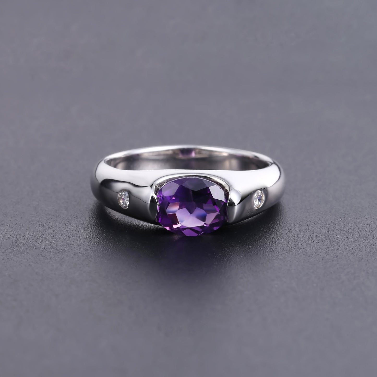 Natural Amethyst Ring In-stock Direct Supply Fashionable Light Luxury s925Sterling Silver Exquisite Inlaid Natural Gemstone Ring