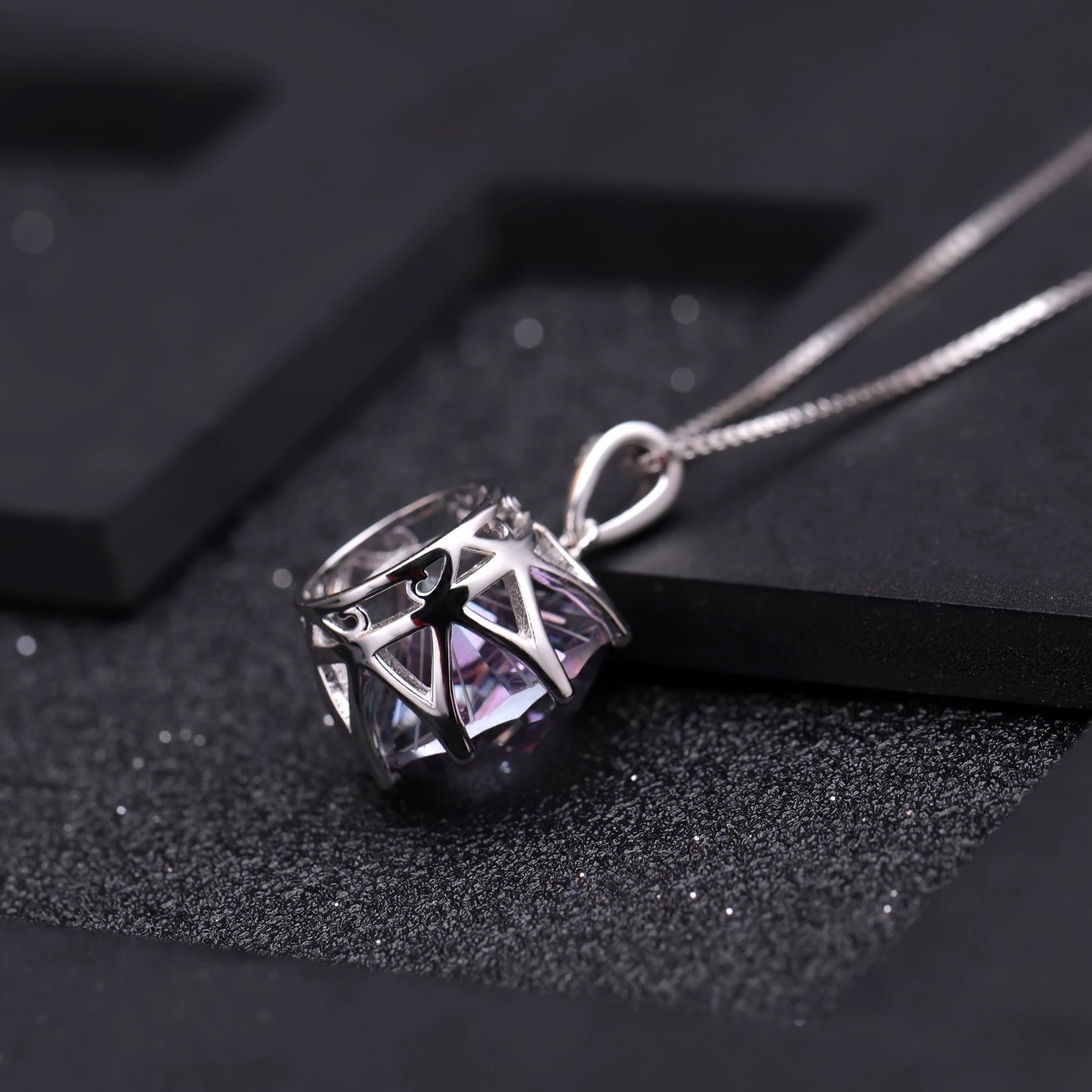 In-stock Direct Supply Colorful Gemstone Necklaces Fashionable and Trendy Personality s925Silver Inlaid Crystal Necklace Pendant