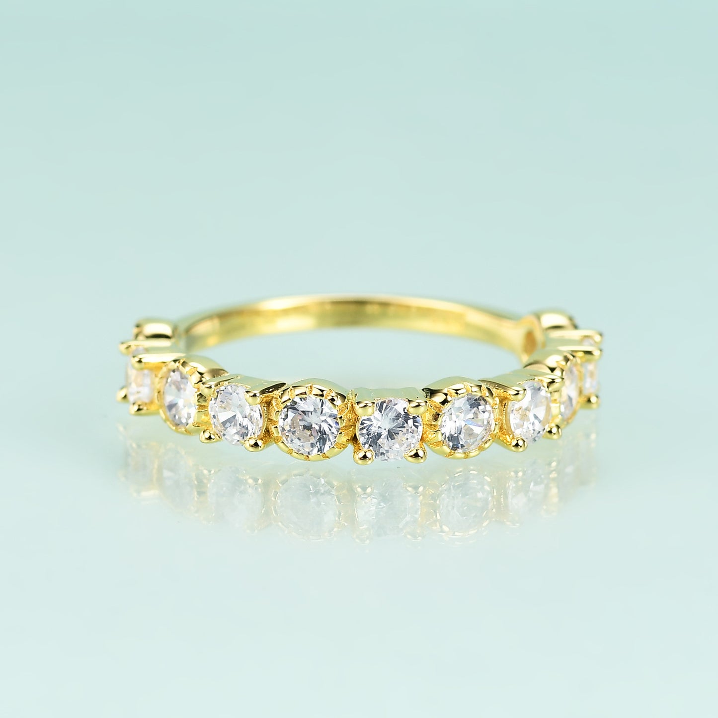 S925Sterling Silver Inlaid5A Zircon Ring Set Luxurious Fashionable Personality Elegant Simple Style Gemstone Plated14k Gold ring