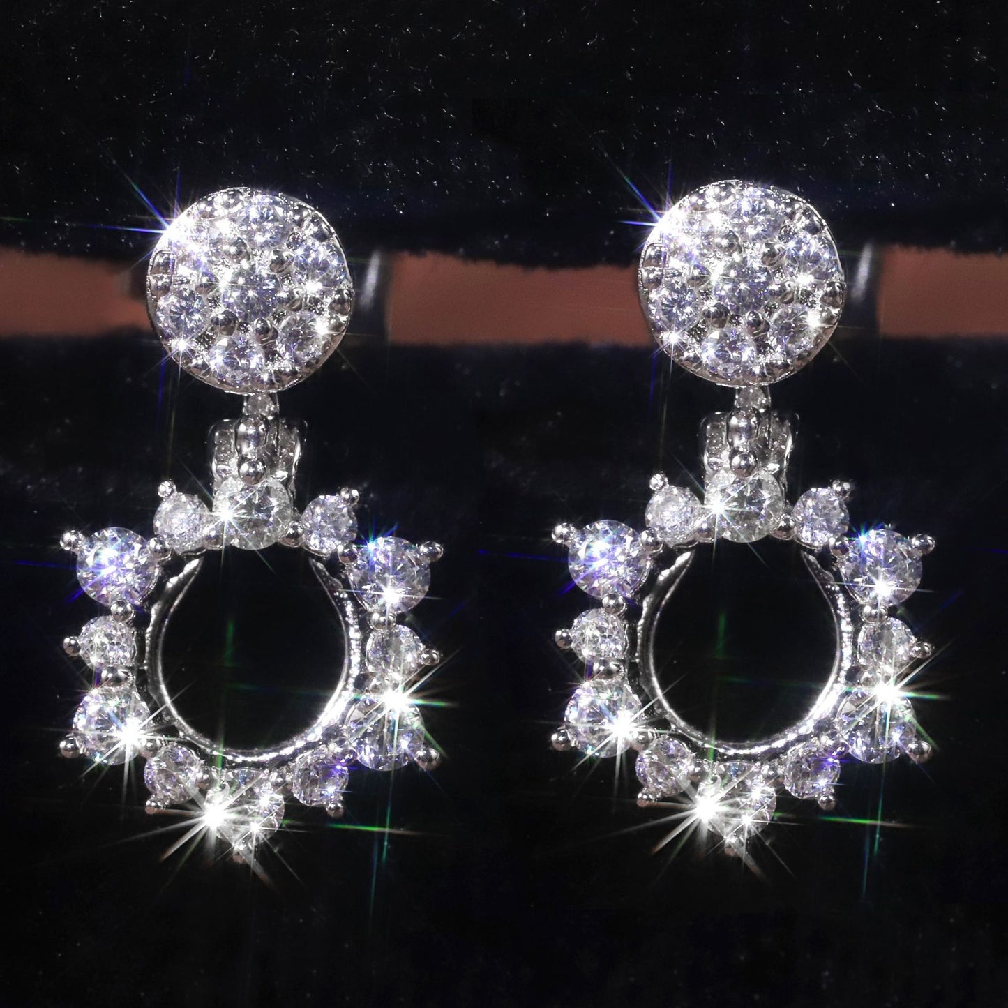 Sunflower Exquisite Cluster Inlaid with Crushed Diamonds9/10/14/18k Gold Earrings Multiple Wearing Styles Stacked Cultivated Diamond Stud Earrings