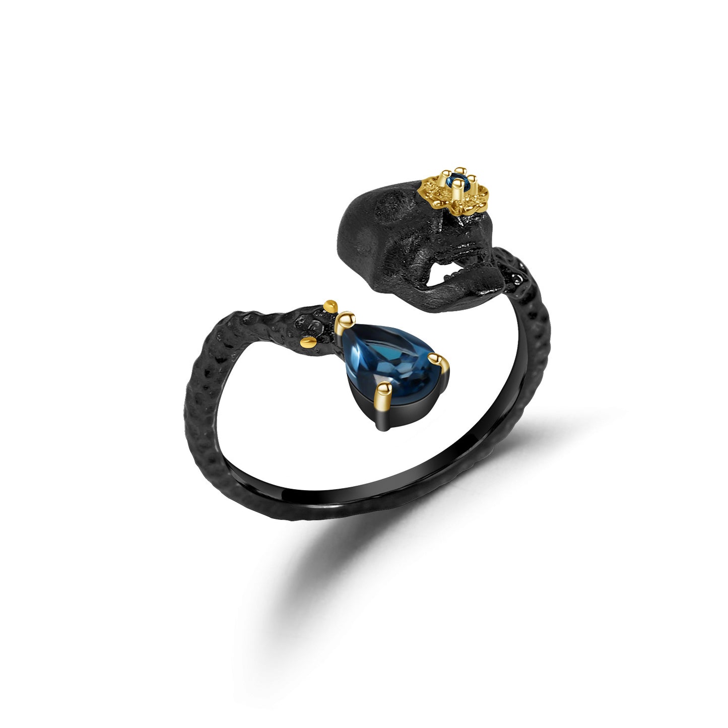 Dark Style Designer Skull Jewelry Three-Piece Set Halloween Outfit925Silver Gemstone Ring Earrings Pendant