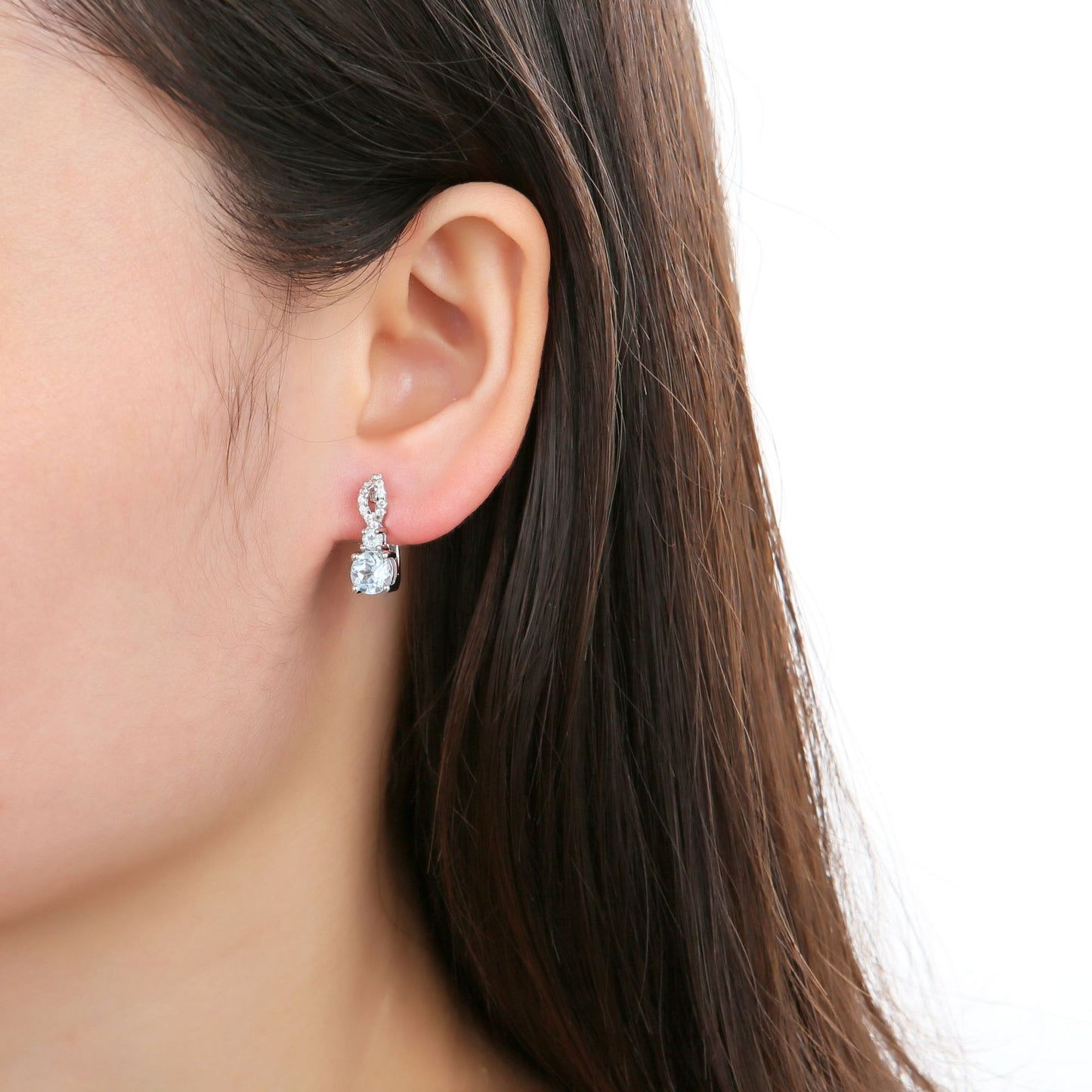Factory Direct Supply Natural Stone Earrings Drop Earrings Vintage Inlaid Gemstone s925Silver Topaz Stone Earrings Studs