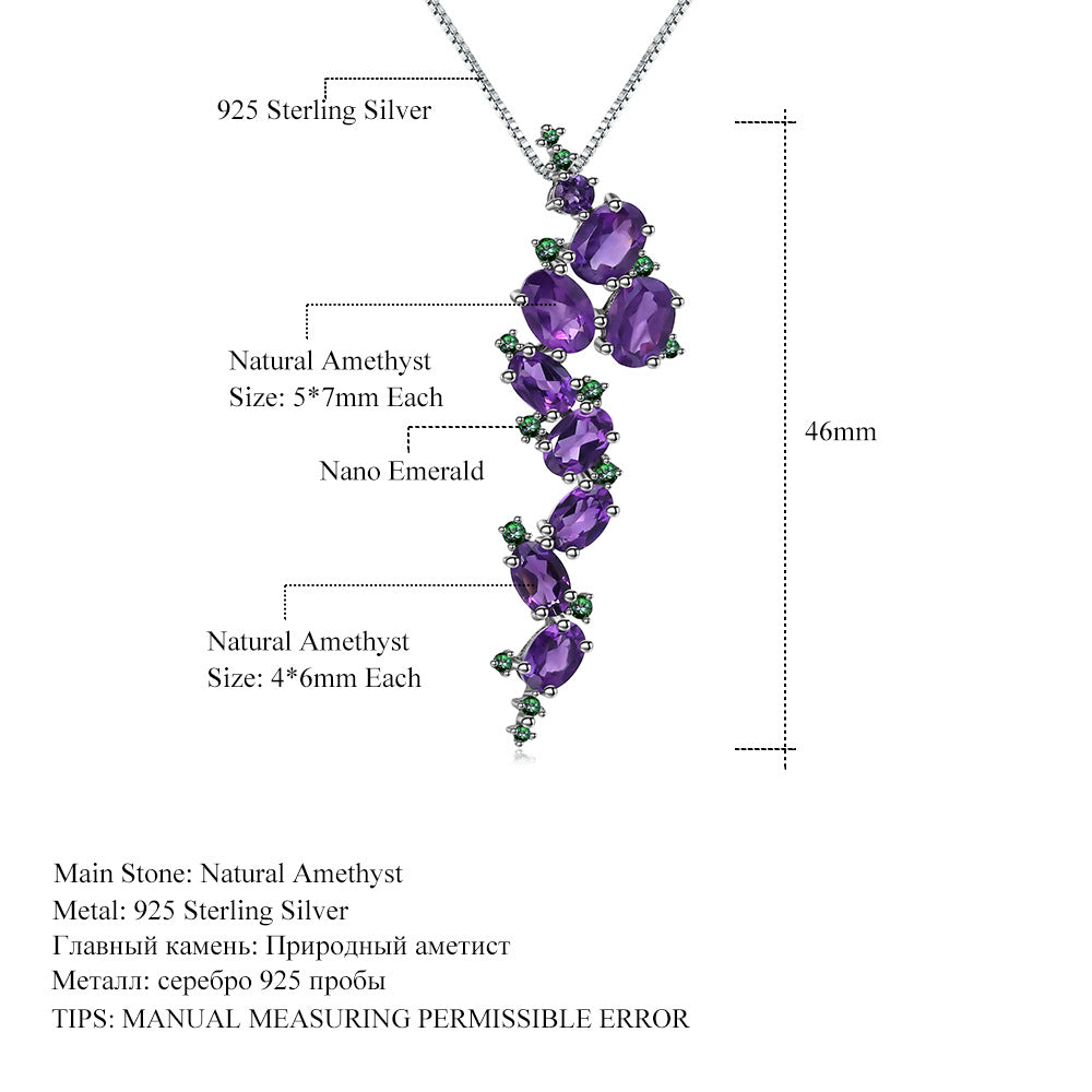 Italian Craft Designer Luxury Pendant High-end Feel s925Silver Natural Amethyst Necklace Pendant