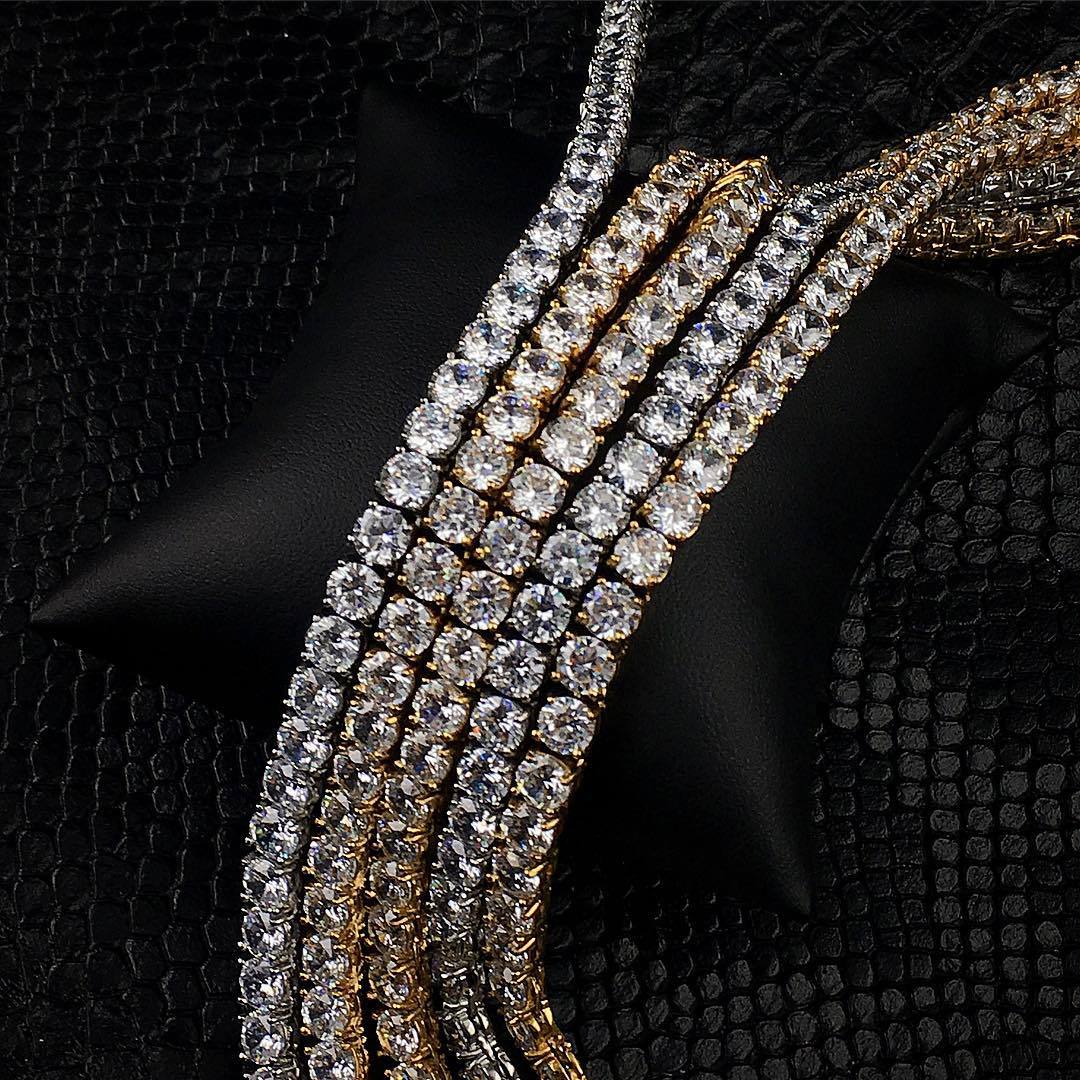 High Quality Moissanite Necklace s925Sterling Silver Gold Plated Necklace0.5/1Full Diamond Tennis Bracelet ins Wind