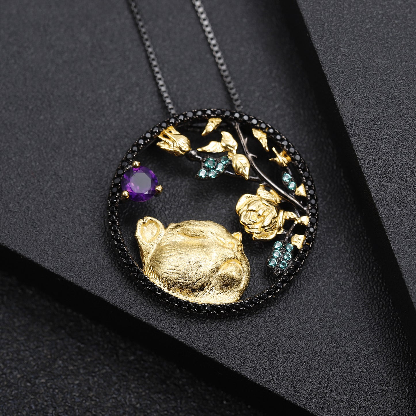 Designer Element Pendant Twelve Zodiac Series2022Year of the Tiger s925Silver Natural Gemstone Necklace Pendant