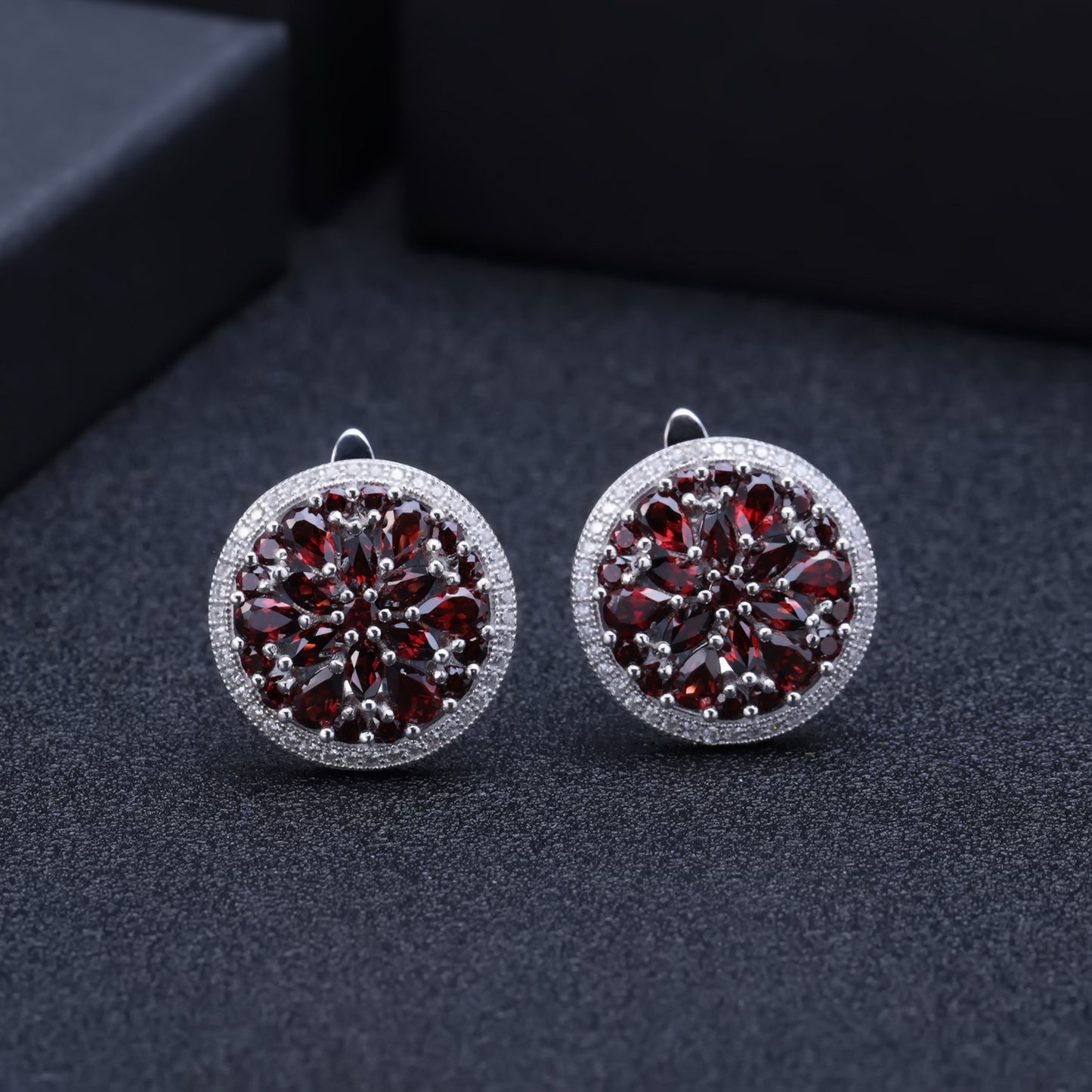 Elegant Natural Gemstone Earrings with Light Luxury Inlaid Ruby s925Sterling Silver Crystal Earrings Wholesale