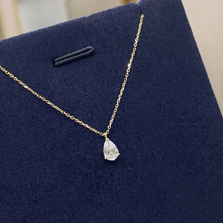 Fashion18k Lab-grown Diamond Pendant0.5Carat Pear-Shaped Water Drop Real Diamond Gold Necklace Simple Single Diamond k Gold accessories