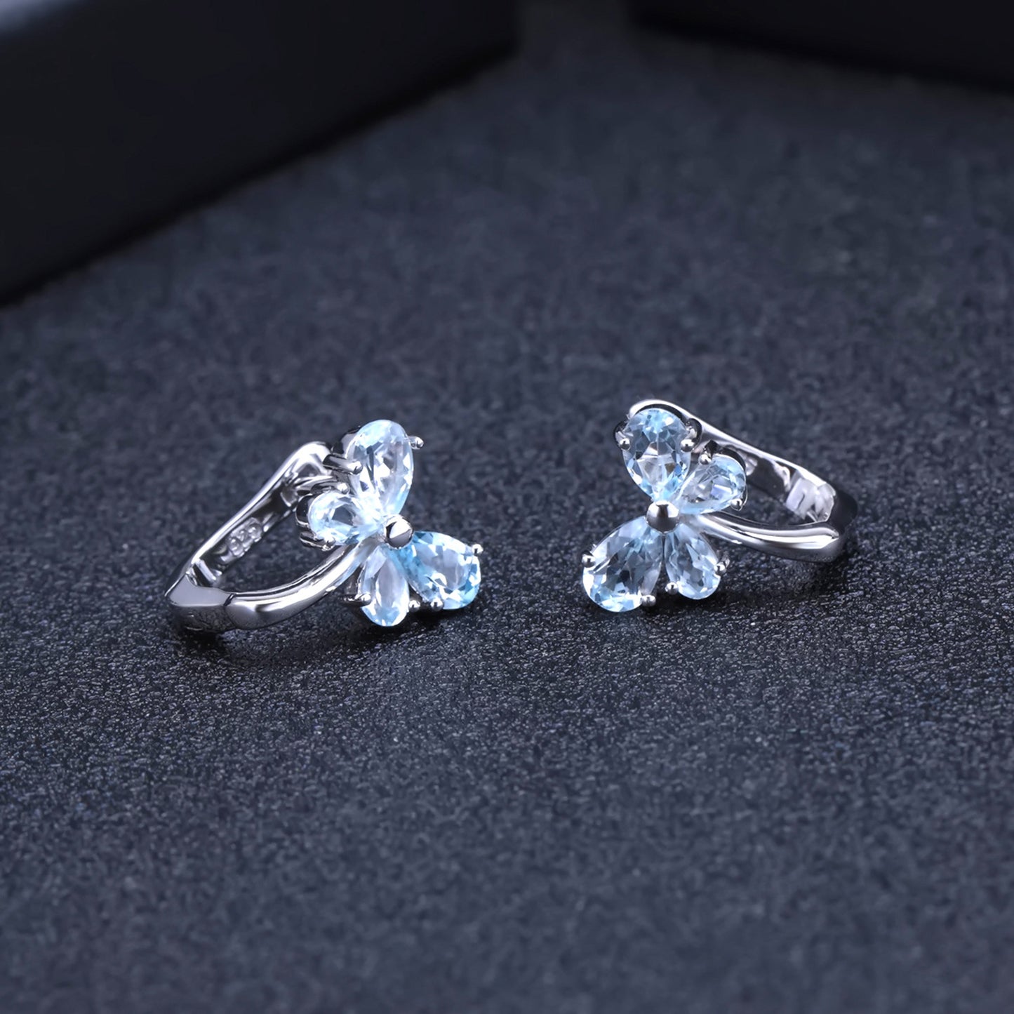 Design Sense Natural Topaz Earrings New Light Luxury s925Silver Inlaid Natural Gemstone Earrings