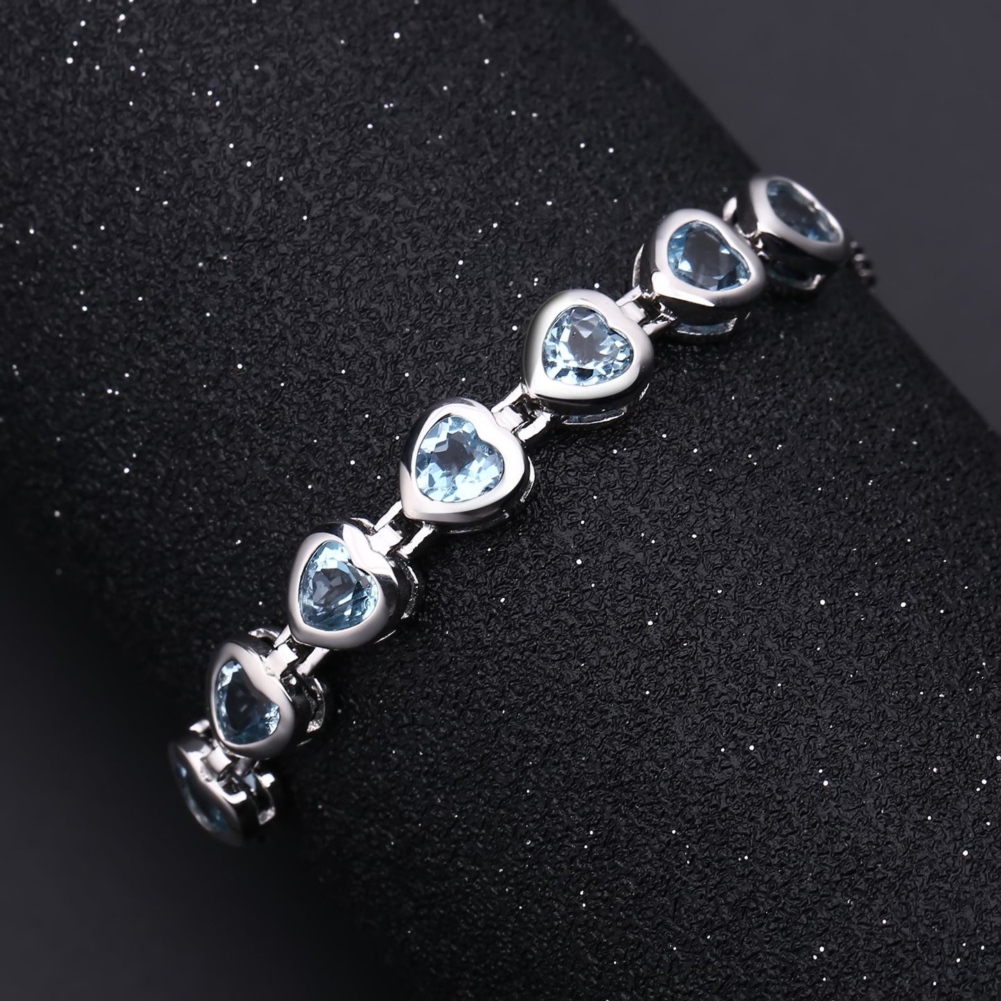 Natural Topaz Heart Bracelet Female Princess Temperament s925Silver Inlaid Natural Gemstone Heart Bracelet