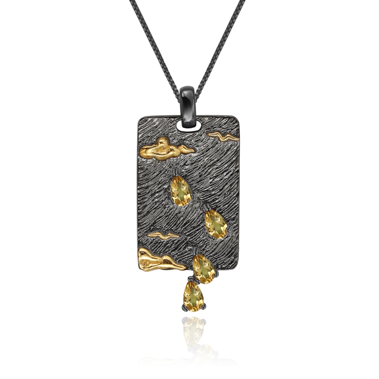 Designer High-End Gemstone Pendant Italian Craft Vintage925Silver Natural Topaz Necklace Pendant