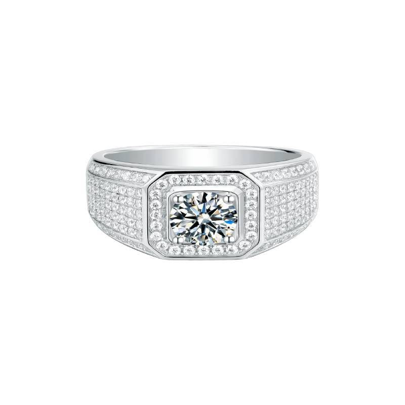 1Carat Moissanite D Luxurious Cluster Men's Ring9/10/14/18k Gold Rose Gold Yellow Gold Ring