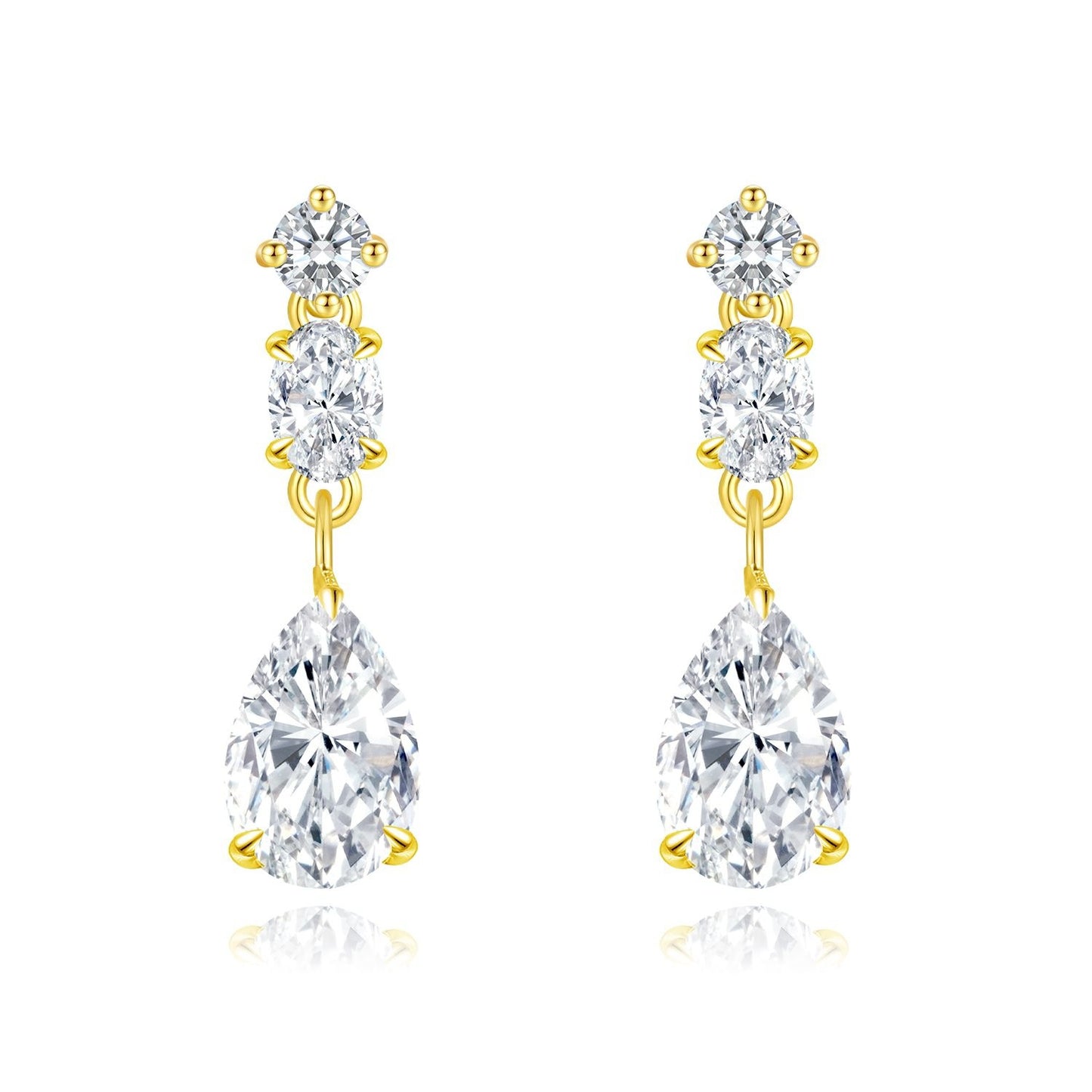Light Luxury14k Gold Inlaid Cultivated Diamond Earrings for Women, Unique Pear-Shaped Water Drop Earrings k Gold earrings2024Popular