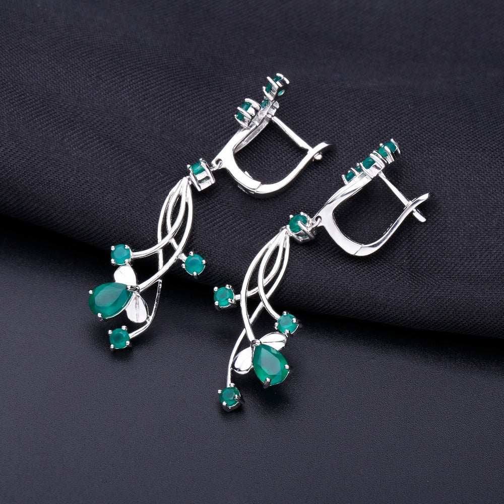 Natural Gemstones925Sterling Silver Earrings Luxury Design Light Luxury Jewelry Accessories Natural Amethyst Earrings Studs Drop Earrings