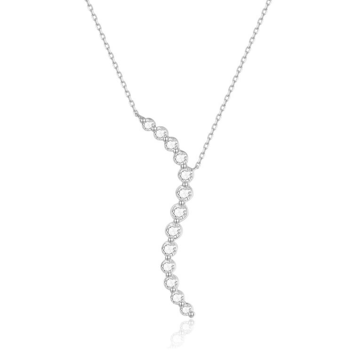 Minimalist style S Shape18k Gold Necklace with Cultivated Diamond Lines k Gold Platinum Gold Genuine Diamond Clavicle Chain for Women