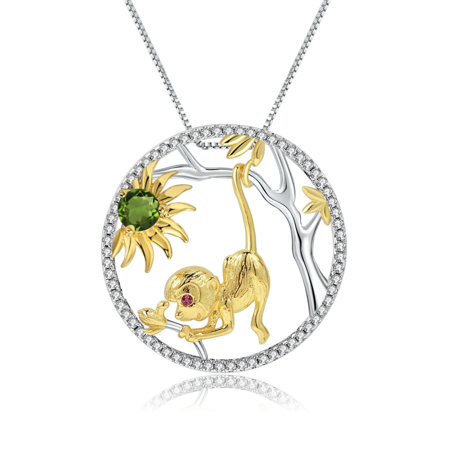 Designer Chinese Style Element Pendant Zodiac Series Monkey 925Silver Natural Gemstone Necklace Pendant
