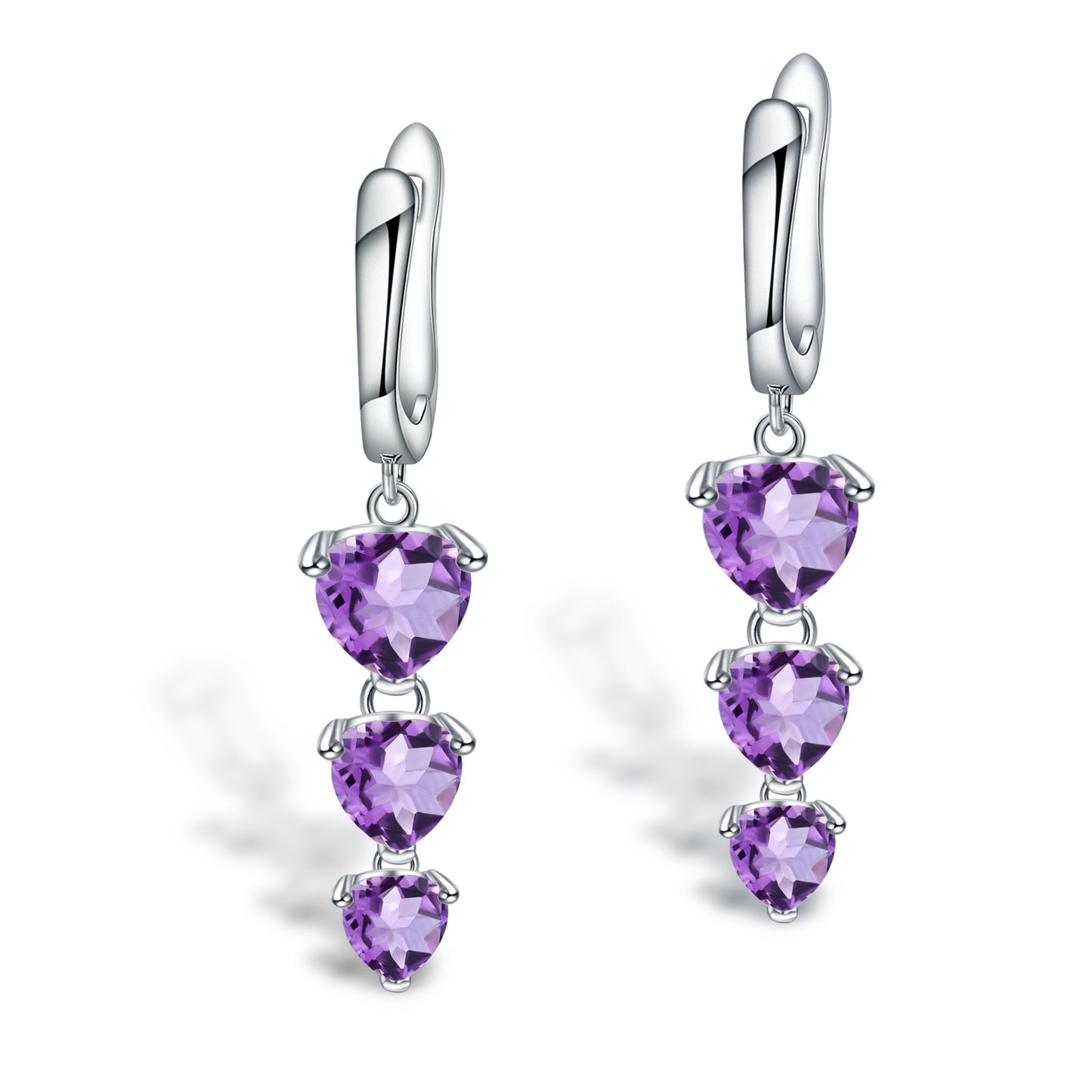 Natural Stone Earrings Holiday Gift Retro Inlaid Gemstone s925Silver Amethyst Earrings Jewelry