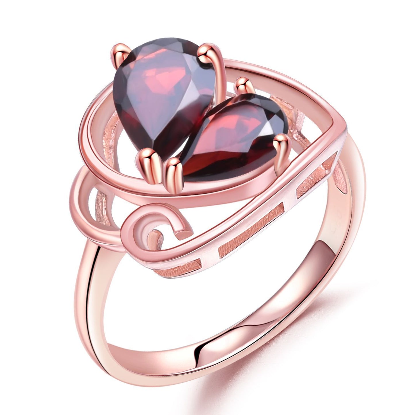 Design-inspired Garnet Ring for Women Vintage Inlaid Natural Gemstones s925Silver plating18k Rose Gold Ring