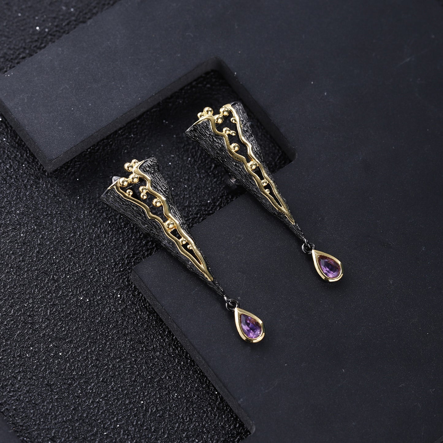 Designer High-End Gemstone Earrings Italian Craftsmanship Retro925Silver Natural Amethyst Earrings Drop Earrings