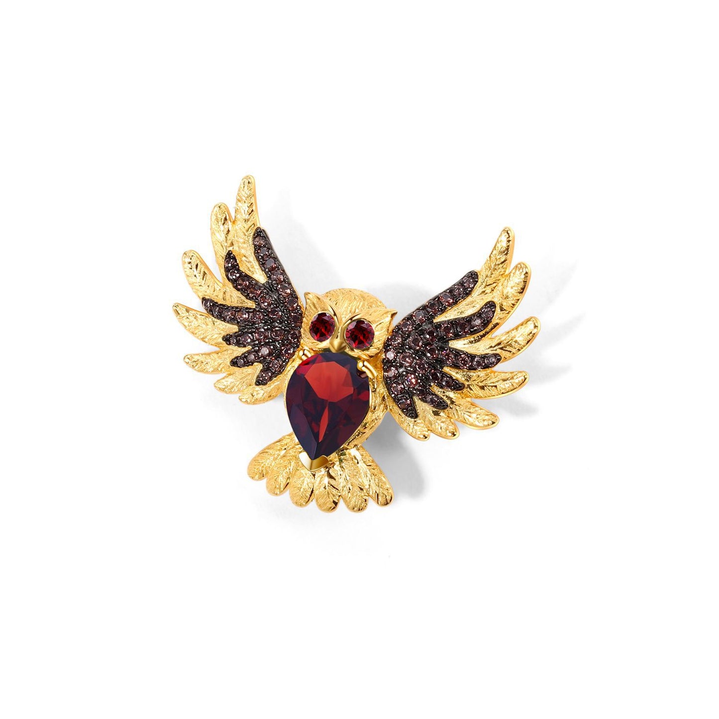 Designer Gemstone Brooch Pendant Owl Design with a Sense of Sophistication925Silver Natural Garnet Necklace Pendant