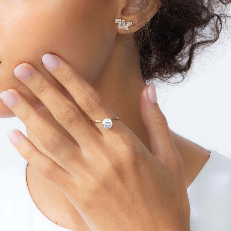 Casual and Simple Style s925Sterling Silver Ring1Carat Moissanite Ring Niche Design High-end Feel